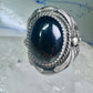 Navajo ring vintage onyx leaves band size 9.25 sterling silver women