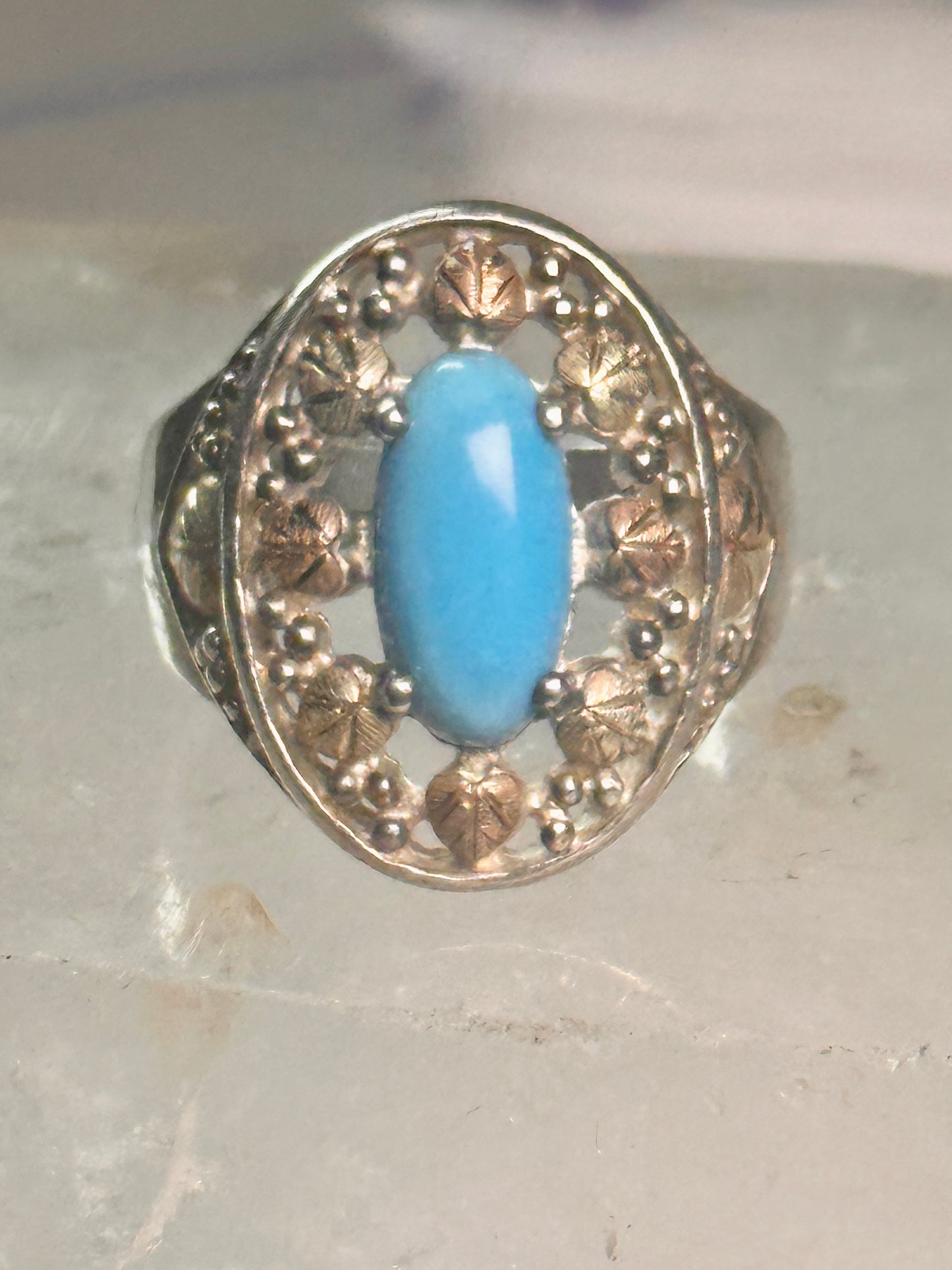 Black Hills Gold ring turquoise size 8 sterling silver women
