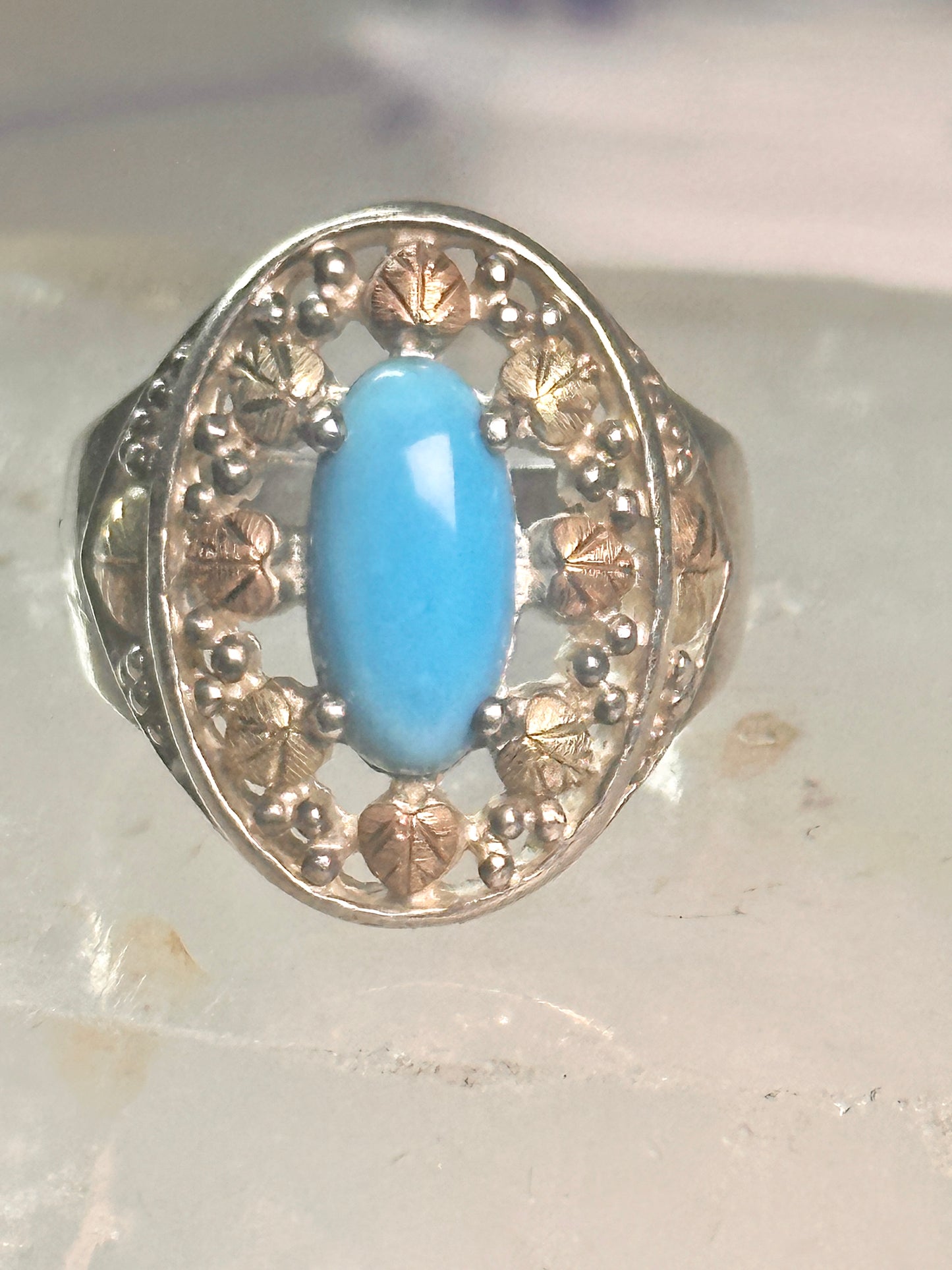 Black Hills Gold ring turquoise size 8 sterling silver women