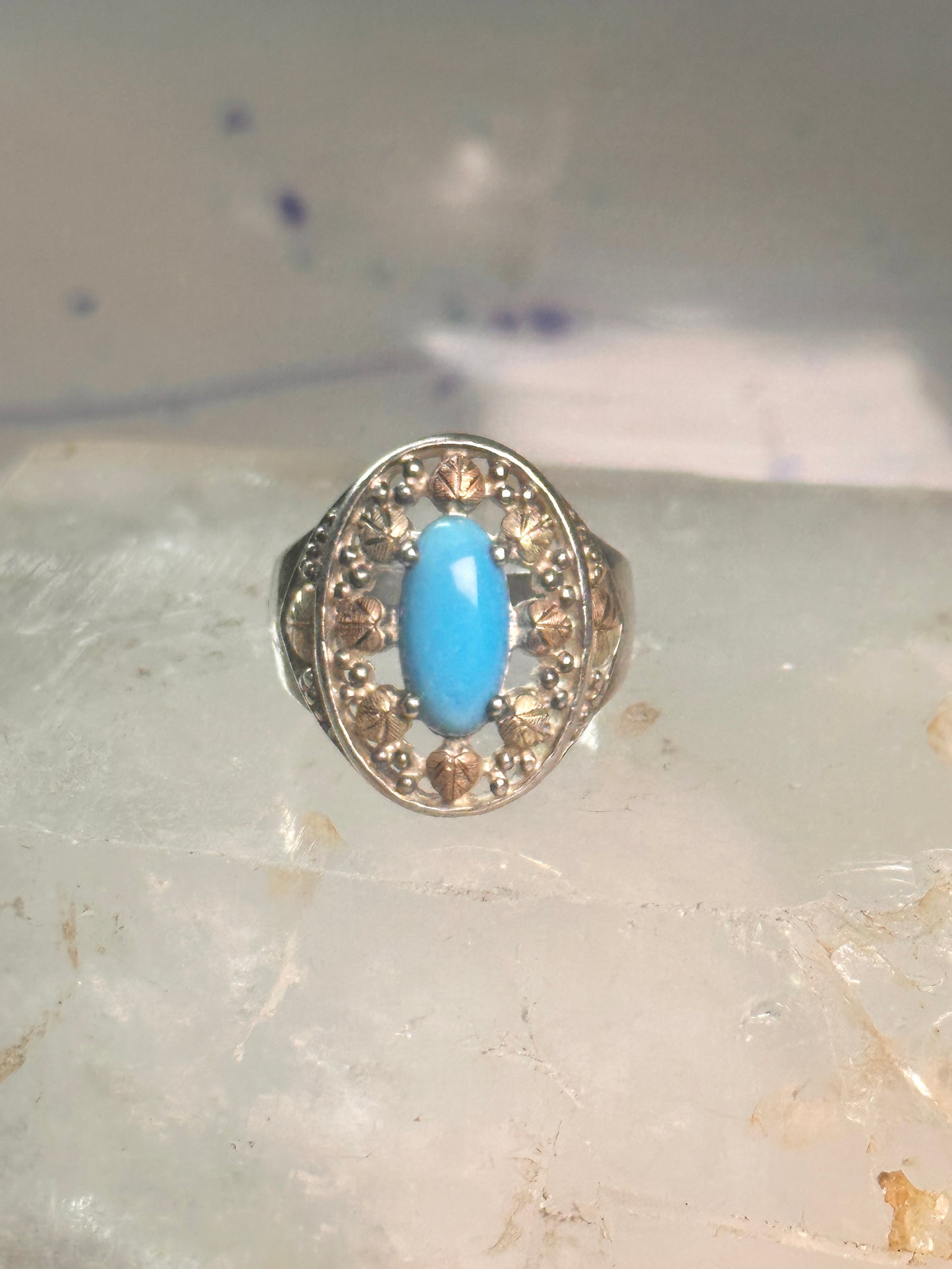 Black Hills Gold ring turquoise size 8 sterling silver women