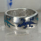 Gecko ring Lizard band southwest turquoise lapis chips size 9.75 sterling silver women men