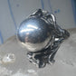 Art Nouveau ring ball flower leaves pinky band size 4.75 sterling silver women