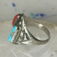 Navajo turquoise ring coral etched band size 9.5 sterling silver women men