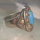 Black Hills Gold ring turquoise size 8 sterling silver women