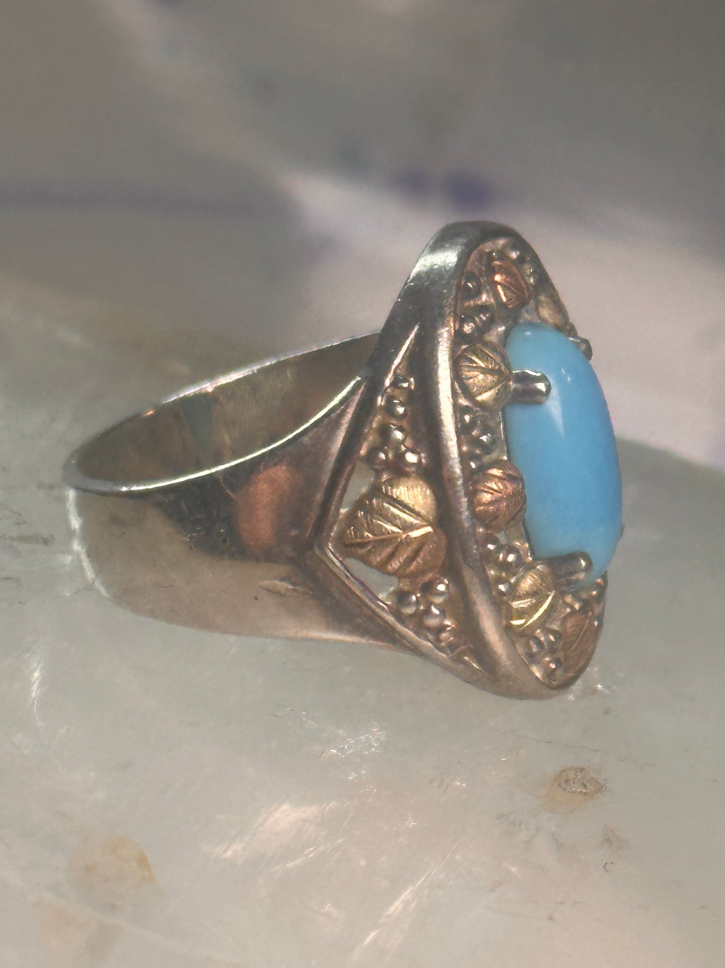 Black Hills Gold ring turquoise size 8 sterling silver women