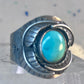 Navajo Ring Turquoise wide band leaves size 10.7 southwest sterling silver women men