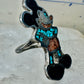 Mickey Mouse ring turquoise southwest coral chips size 6  sterling silver women