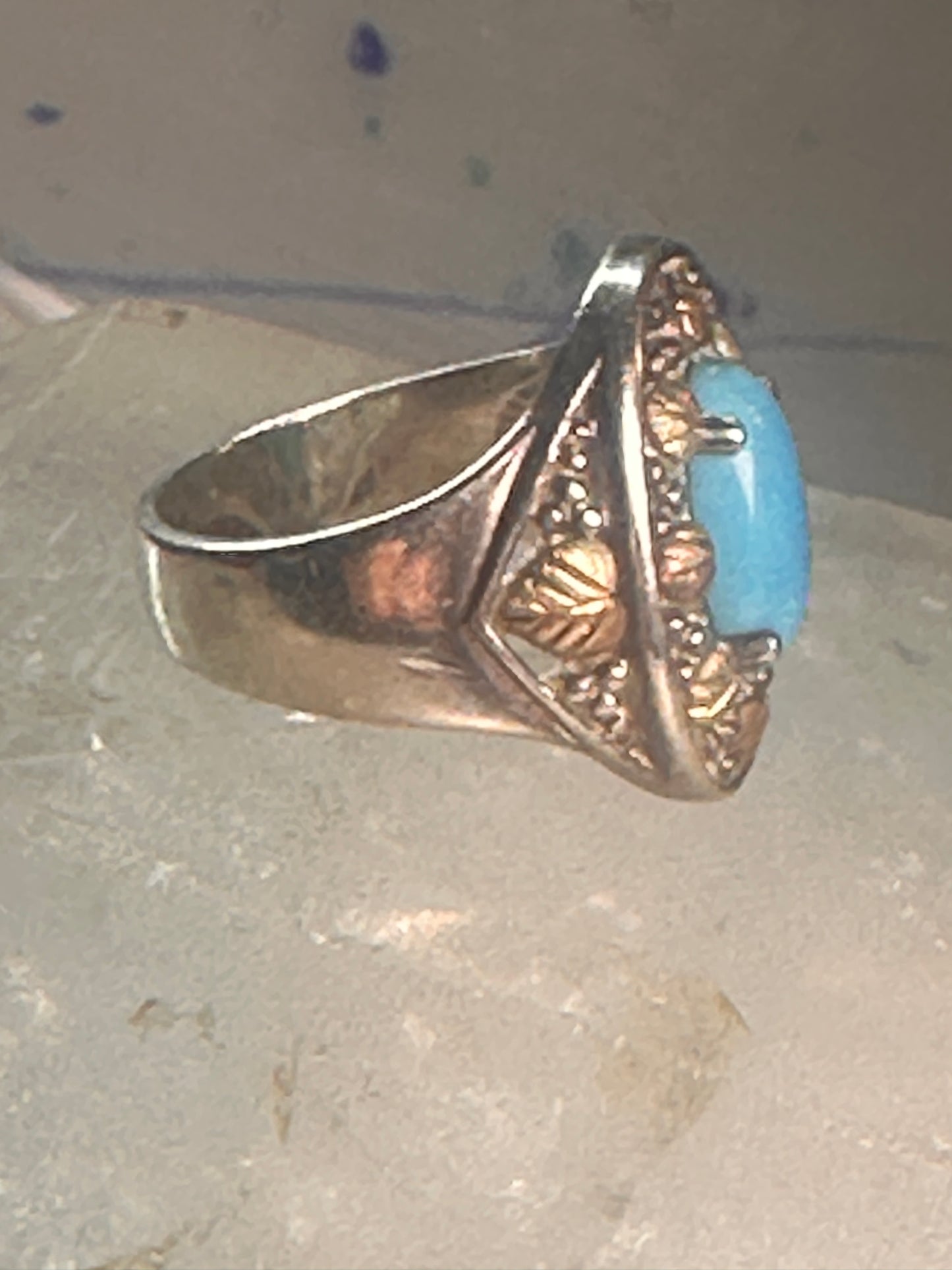 Black Hills Gold ring turquoise size 8 sterling silver women