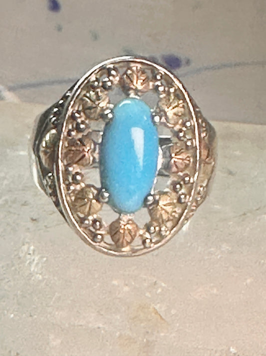Black Hills Gold ring turquoise size 8 sterling silver women