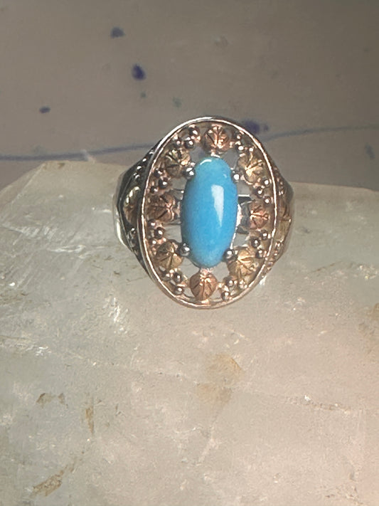 Black Hills Gold ring turquoise size 8 sterling silver women