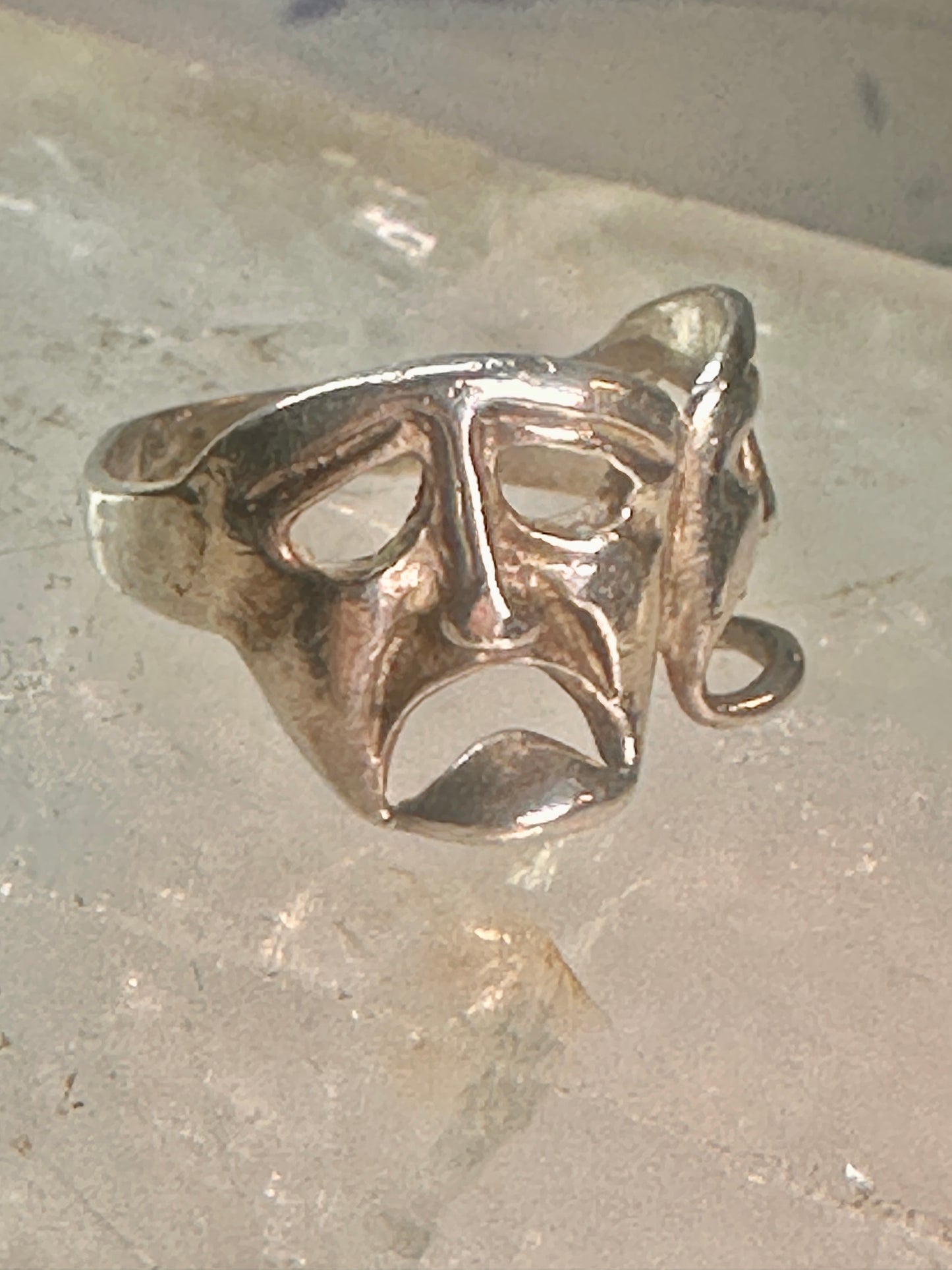 comedy tragedy ring mask theatre band size 5.50 sterling silver women