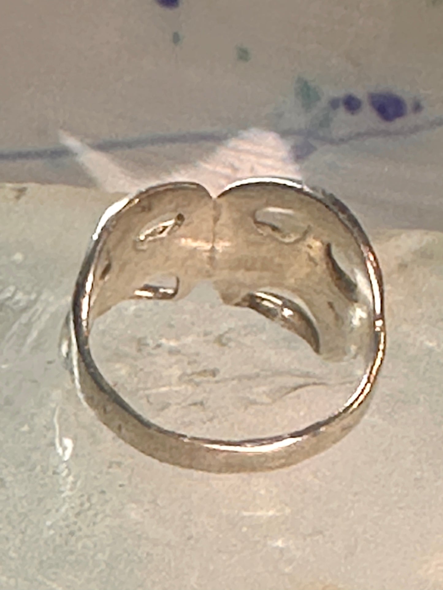 comedy tragedy ring mask theatre band size 5.50 sterling silver women