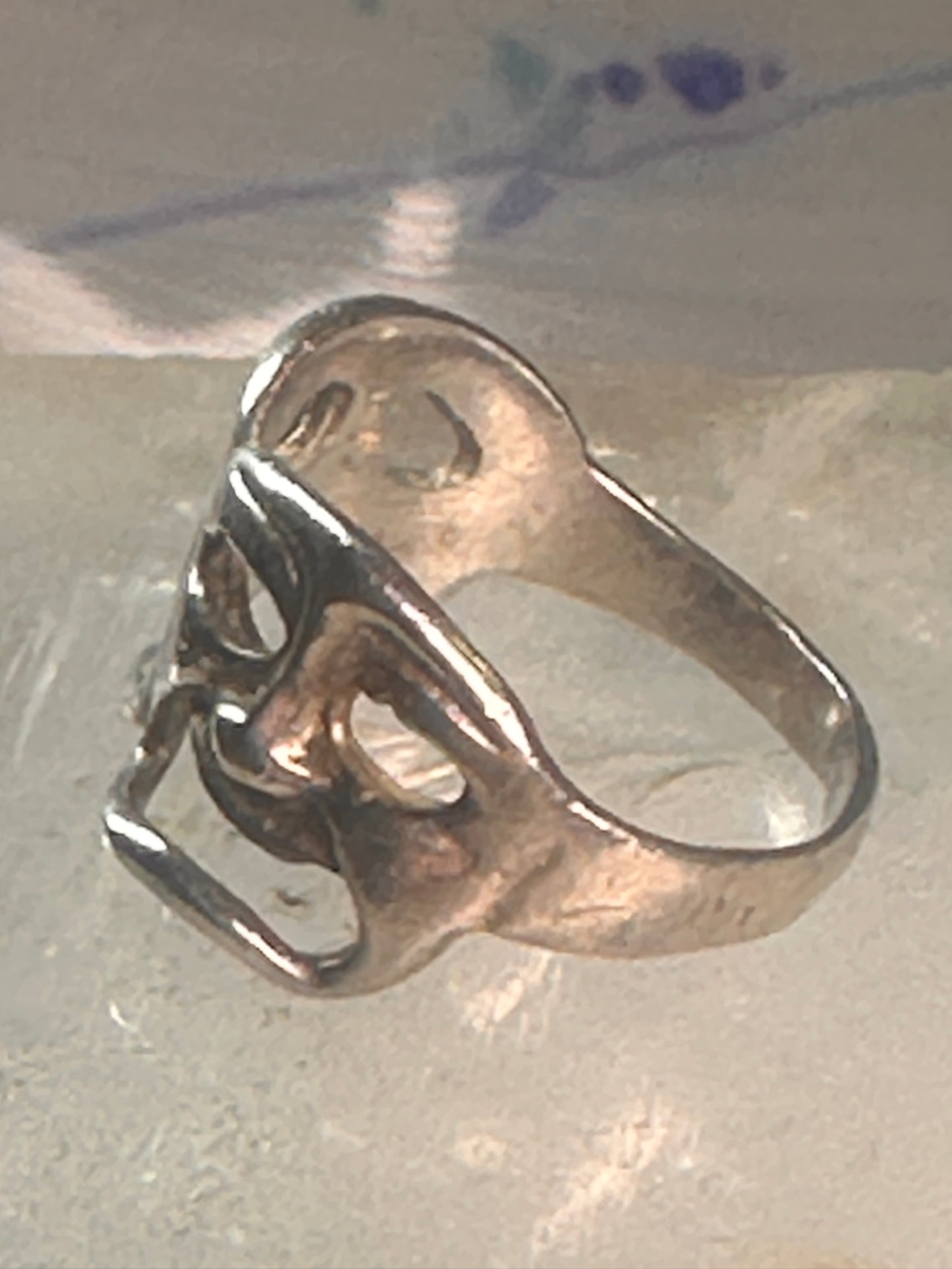 comedy tragedy ring mask theatre band size 5.50 sterling silver women