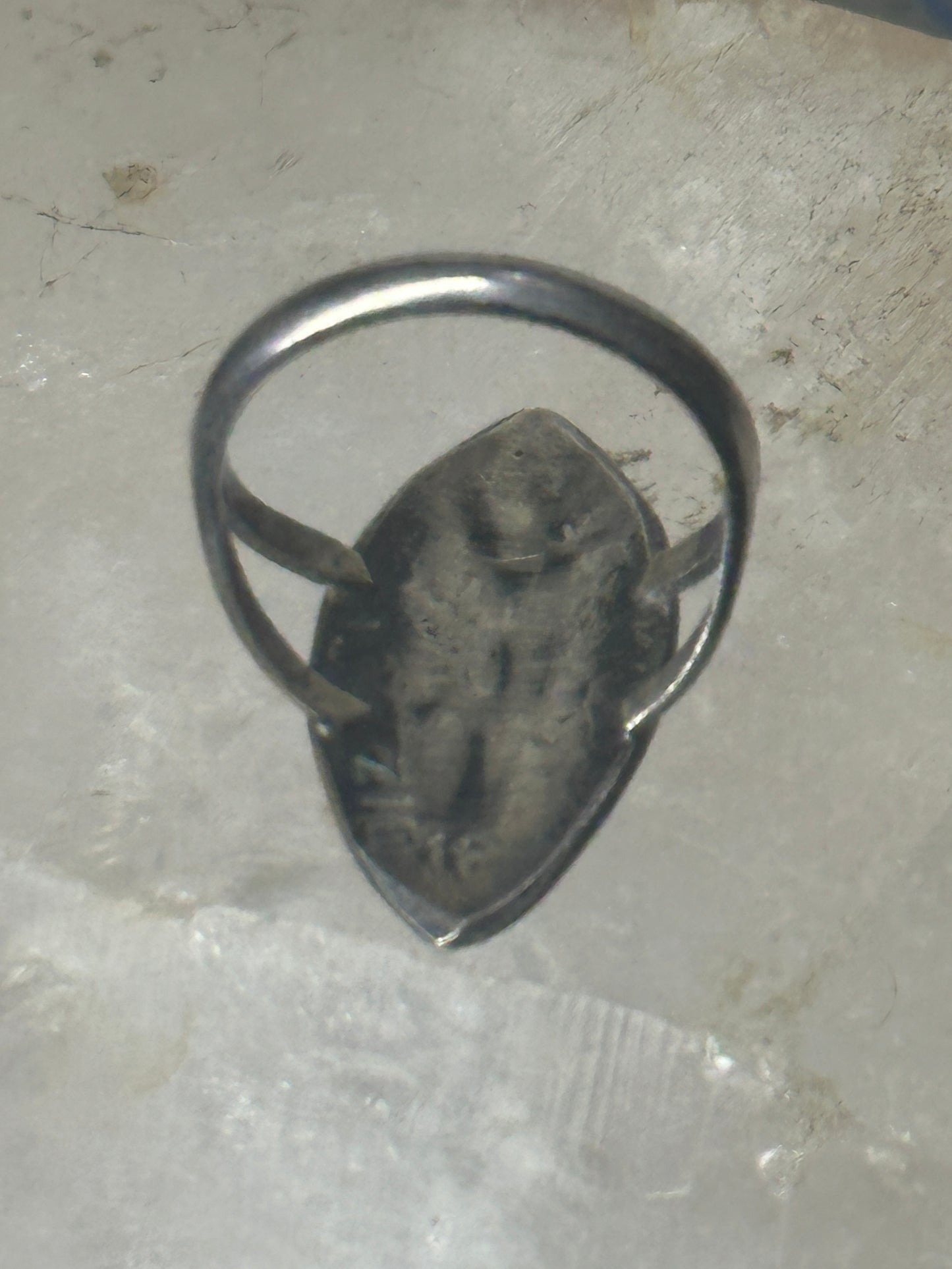 Long Kachina Ring Turquoise coral chip size 8 sterling silver women men