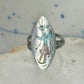 Long Kachina Ring Turquoise coral chip size 8 sterling silver women men