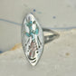 Long Kachina Ring Turquoise coral chip size 8 sterling silver women men