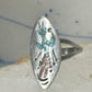Long Kachina Ring Turquoise coral chip size 8 sterling silver women men
