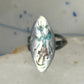 Long Kachina Ring Turquoise coral chip size 8 sterling silver women men