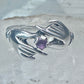 Hands ring holding stone red pinkish vintage size 7 sterling silver women girls