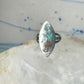 Long Kachina Ring Turquoise coral chip size 8 sterling silver women men