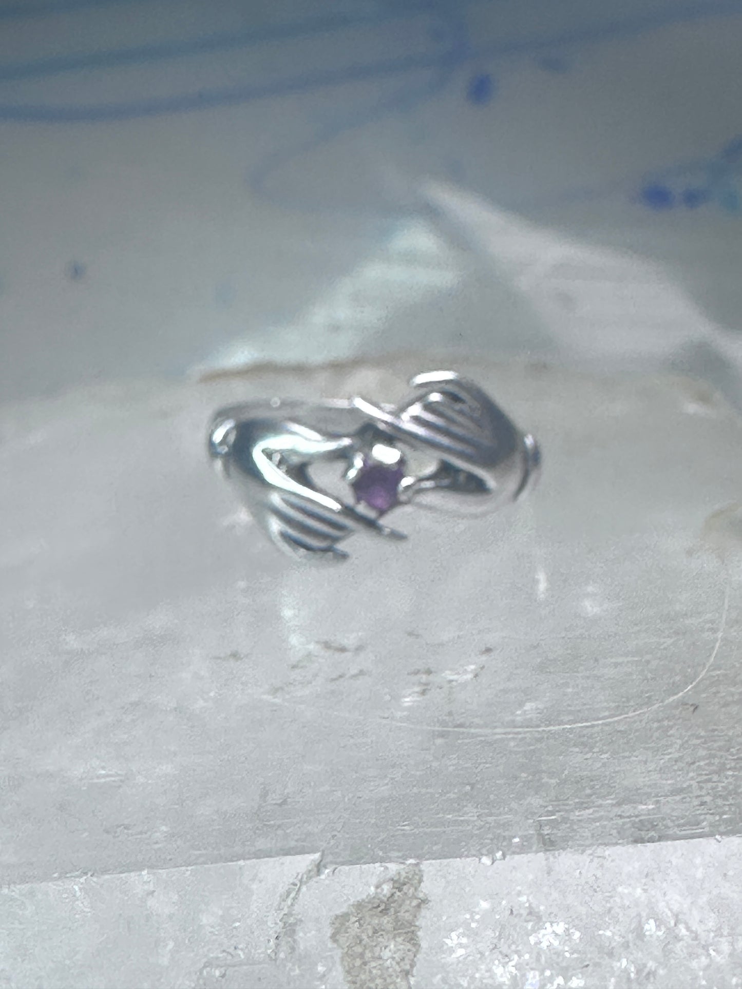 Hands ring holding stone red pinkish vintage size 7 sterling silver women girls