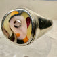 Eric Grossbardt ring face band cubist MOP Coral size 7.75 sterling silver women