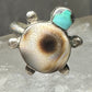 Turtle ring turquoise shell band size 2.75 southwest sterling silver women girls