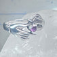Hands ring holding stone red pinkish vintage size 7 sterling silver women girls