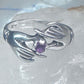 Hands ring holding stone red pinkish vintage size 7 sterling silver women girls