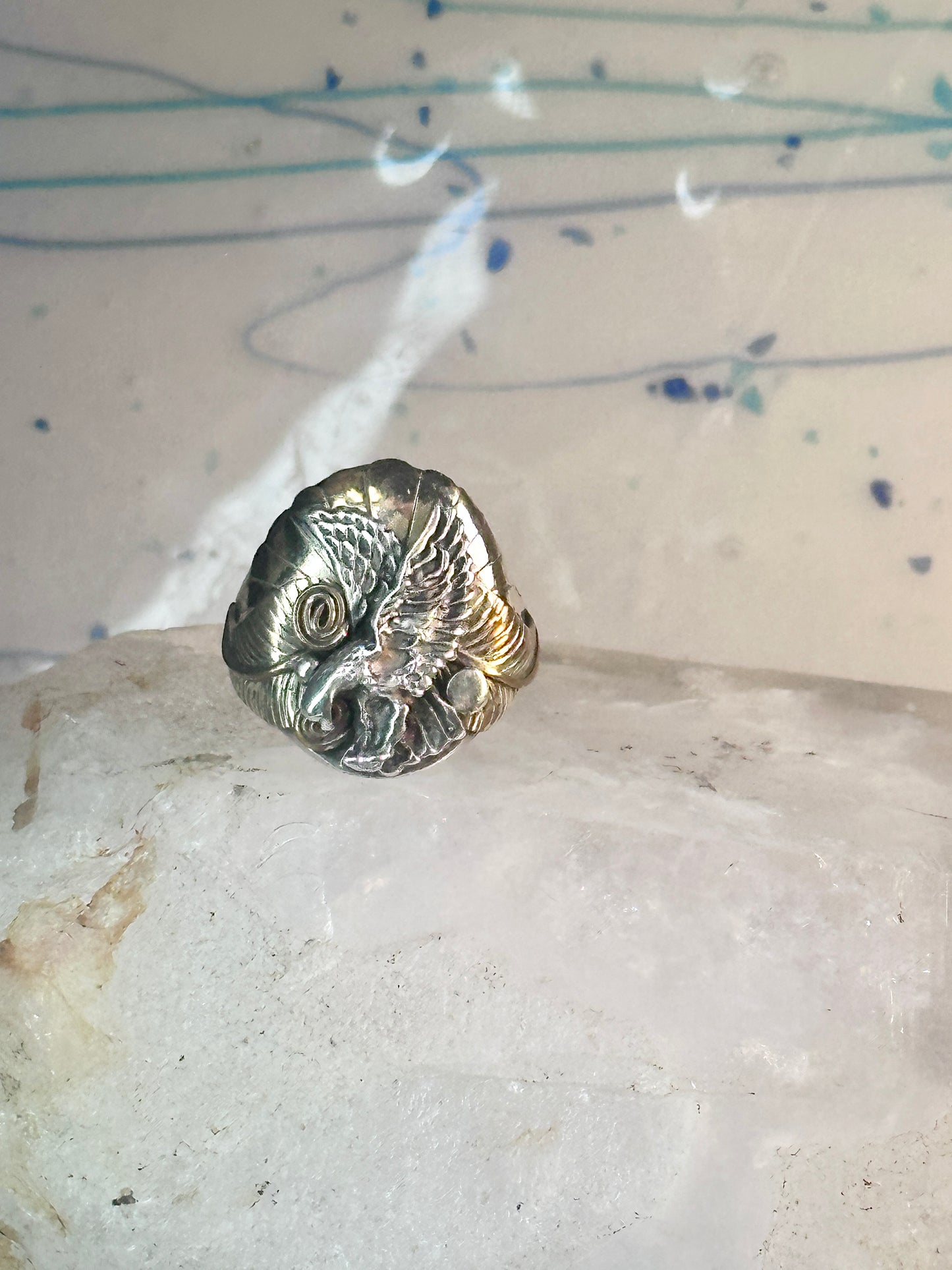 Navajo Ring Eagle band size 10.7 southwest sterling silver women men