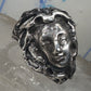 Brutalist face ring figurative band handmade size 6.50 sterling silver women