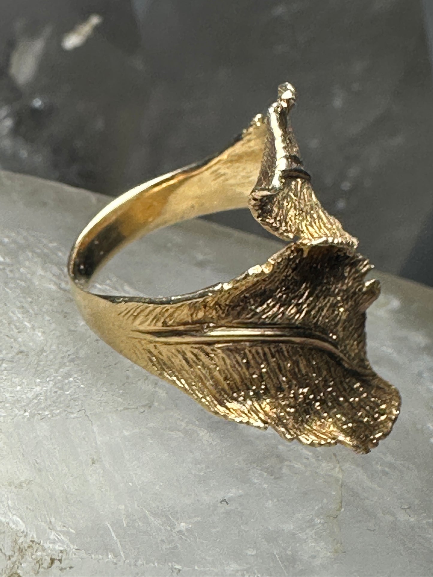 Leaf ring unknown gold overlay size 7.75 sterling silver women wrap band