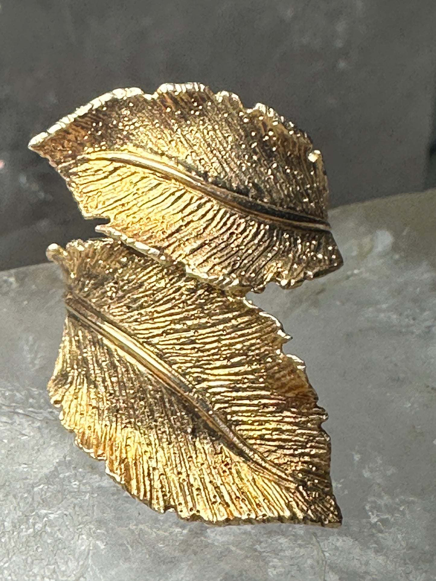 Leaf ring unknown gold overlay size 7.75 sterling silver women wrap band