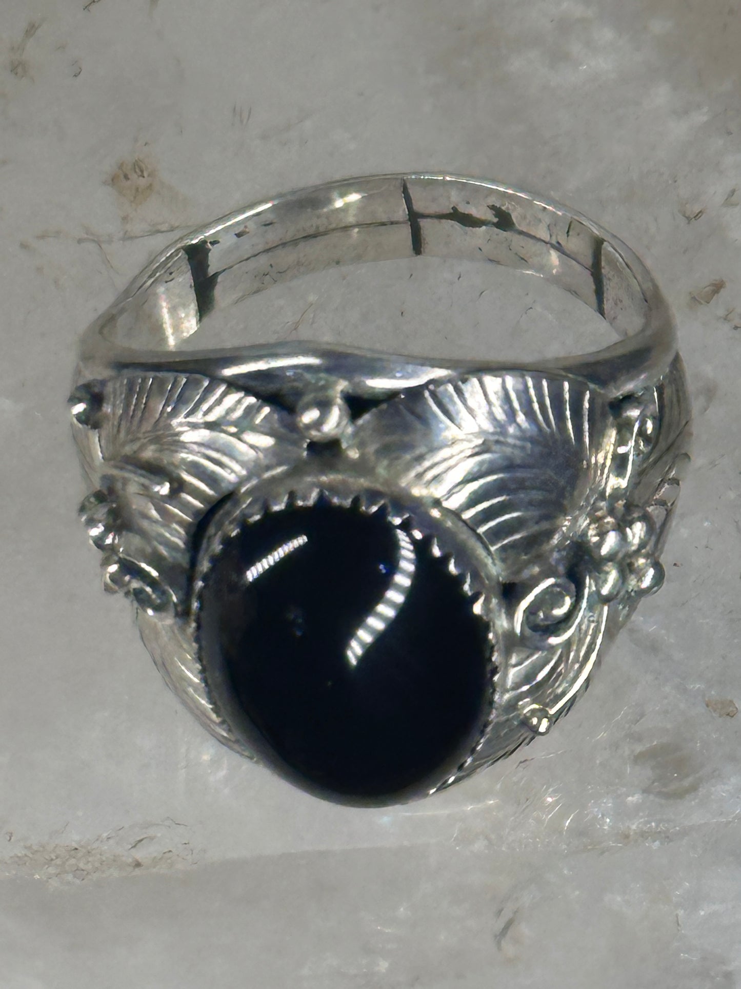 Navajo ring onyx band size 14.75 sterling silver men