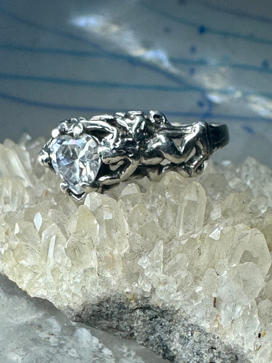 Cupid ring size 8.25 holding heart love Valentine stone figurative sterling silver women
