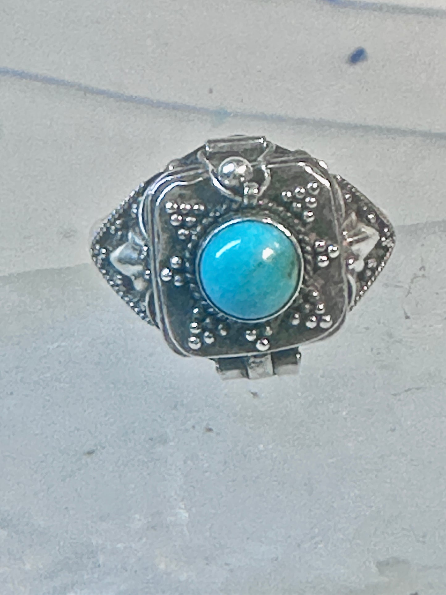 Vintage poison ring turquoise boho size 7.75 sterling silver women girls