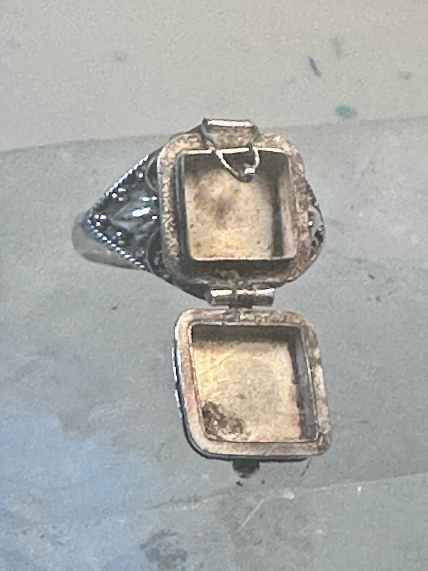 Vintage poison ring turquoise boho size 7.75 sterling silver women girls