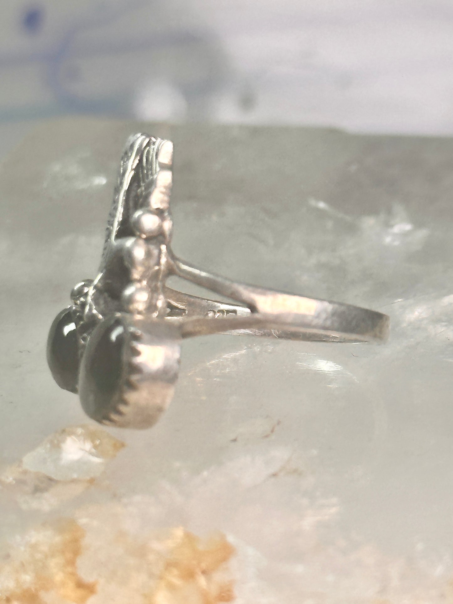 Vintage eagle southwest onyx ring animal band size 5.5 sterling silver women
