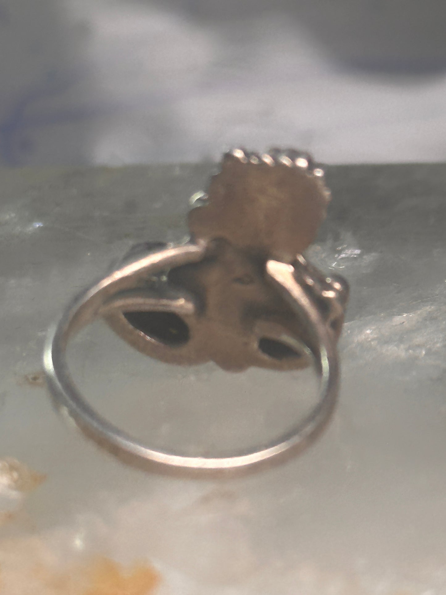 Vintage eagle southwest onyx ring animal band size 5.5 sterling silver women