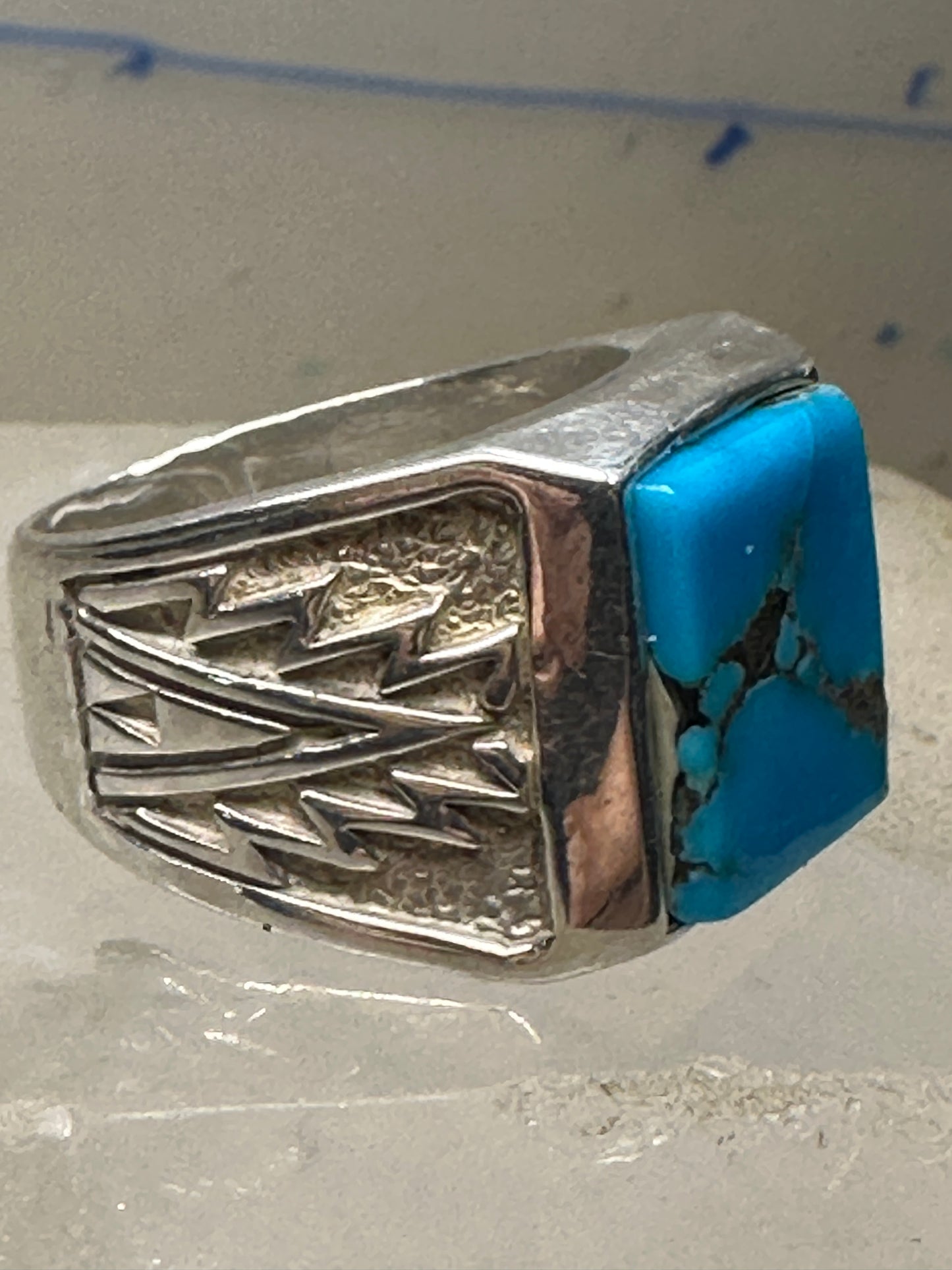Turquoise ring Southwest band size 9.25 sterling silver women men