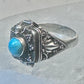 Vintage poison ring turquoise boho size 7.75 sterling silver women girls
