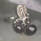 Vintage eagle southwest onyx ring animal band size 5.5 sterling silver women