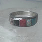 Vintage Zuni ring turquoise  multi gemstone size 9.25 sterling silver women men