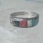Vintage Zuni ring turquoise  multi gemstone size 9.25 sterling silver women men
