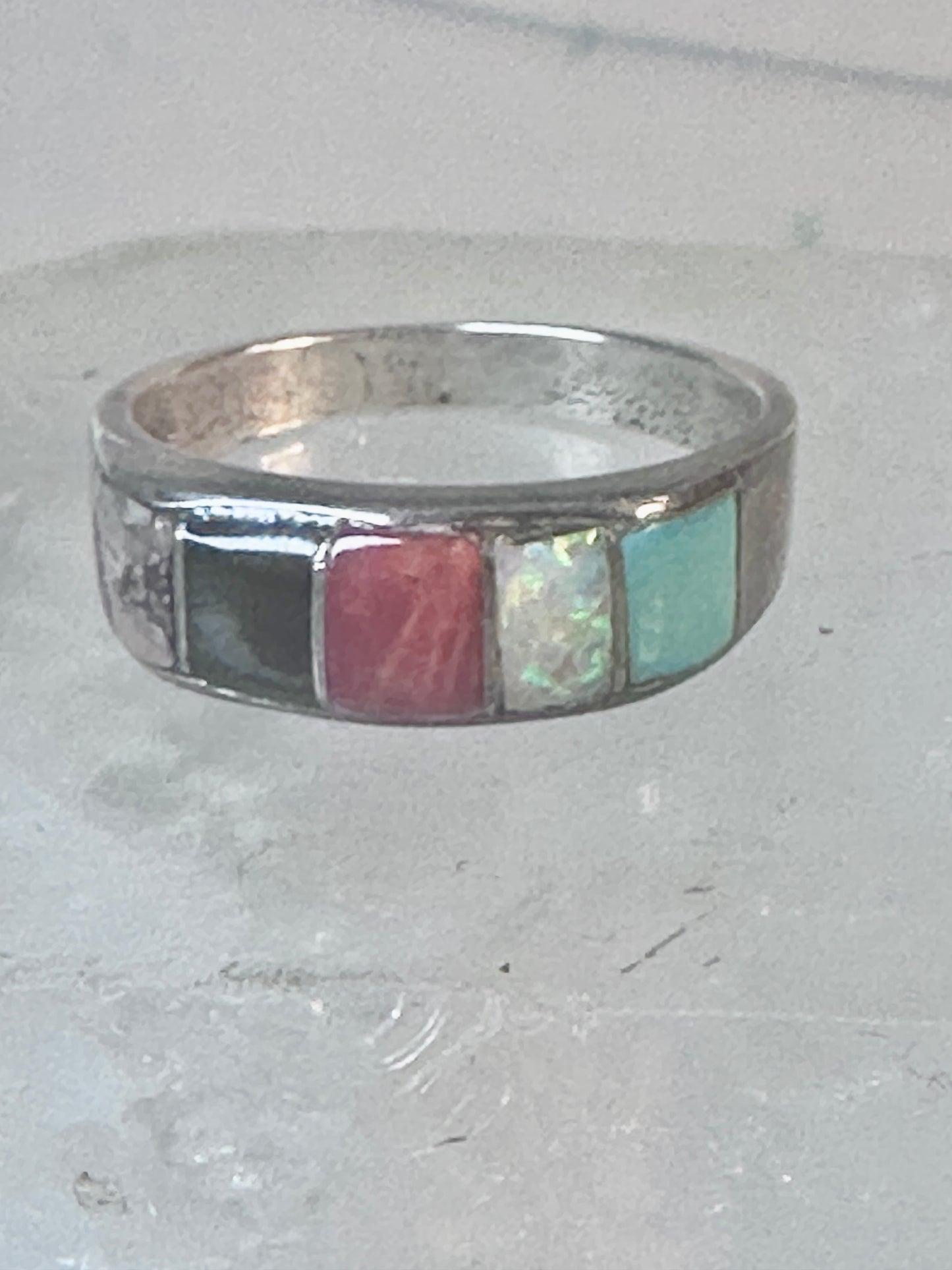 Vintage Zuni ring turquoise  multi gemstone size 9.25 sterling silver women men