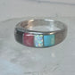 Vintage Zuni ring turquoise  multi gemstone size 9.25 sterling silver women men