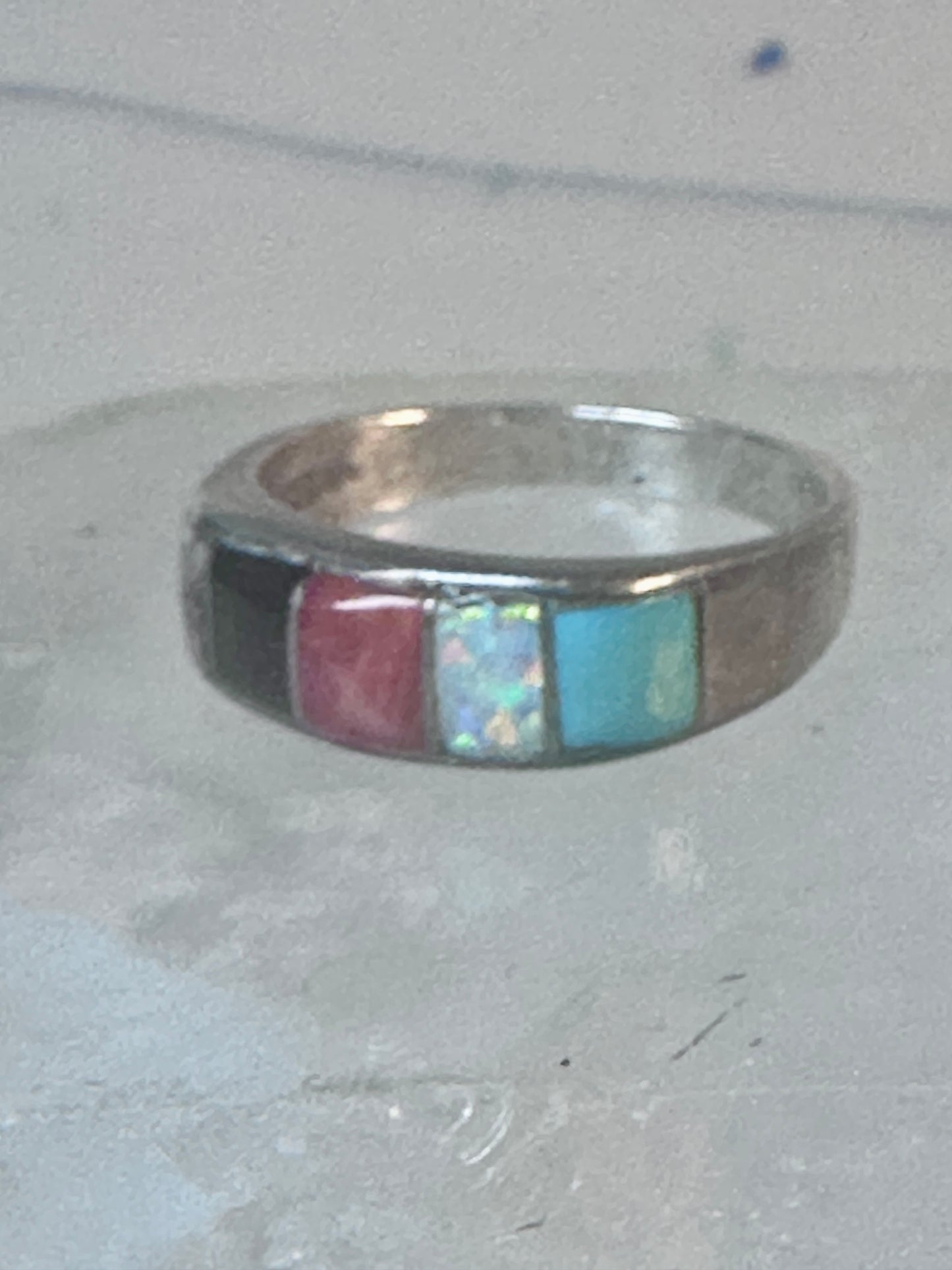 Vintage Zuni ring turquoise  multi gemstone size 9.25 sterling silver women men