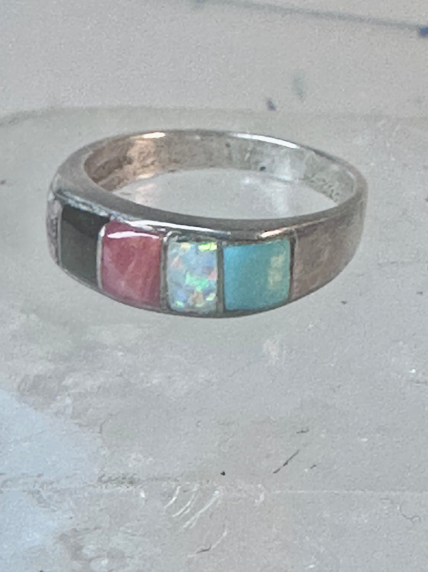 Vintage Zuni ring turquoise  multi gemstone size 9.25 sterling silver women men