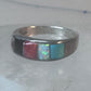 Vintage Zuni ring turquoise  multi gemstone size 9.25 sterling silver women men