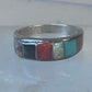 Vintage Zuni ring turquoise  multi gemstone size 9.25 sterling silver women men